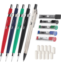 Mr. Pen- Metal Mechanical Pencil Set with Lead and Eraser Refills, 5 Sizes, 0.3, 0.5, 0.7, 0.9, 2mm, Drafting, Sketching, Architecture, Drawing Metal Mechanical Pencils