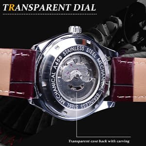 MASTOP Men's Classic Automatic Mechanical Day Calendar Luxury Leather Band Watch