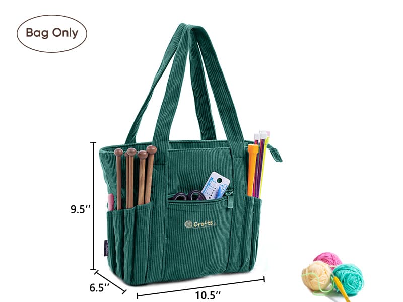 Crochet Bag and Tote - Corduroy Yarn Bag - Yarn Holder for Crocheting - Crochet Storage Bag for Crochet Hooks, Crochet Accessories, Knitting Bag for Crochet Lovers, Mother's Day Gift