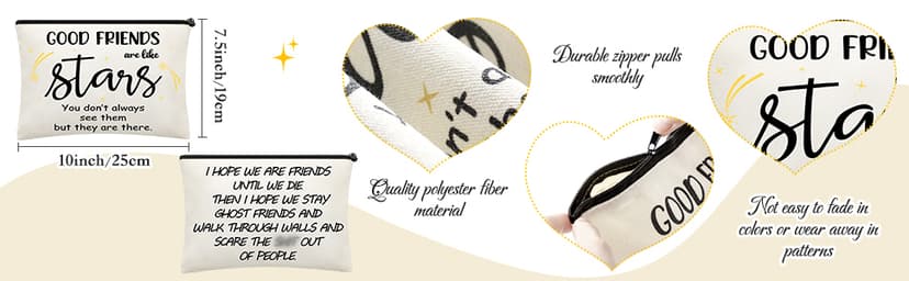 Weewooday 6 Pieces Friendship Gifts for Women Good Friends Makeup Cosmetic Bags Weekend Trip Gifts Birthday Portable Makeup Bags Gifts for Women Travel Retirement Anniversary Present(Classic Style)