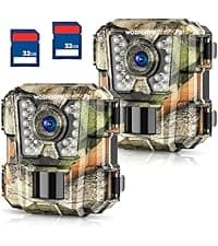 2 Pack Trail Cameras with Night Vision Motion Activated Waterproof,30MP Game Camera,1080P HD Trail Cam with SD Card for Wildlife Monitoring,Outdoor Scouting & Security