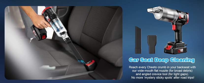 ONAVOT Handheld Vacuum Cleaner Cordless - 35000PA Strong Suction for Car & Home, Car Vacuum Portable Rechargeable Lightweight for Pet Hair with HEPA Filter, Quick Clean in Office/Desk/Couch (Red)