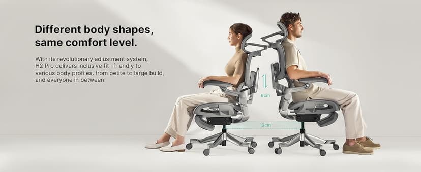 HINOMI H2 Pro Premium Ergonomic Office Chair - Comfy Home Office Desk Computer Chair with Adjustable Back Support, Swivel Wheels, Flip-up Arms, Comfortable Mesh Seat for Desk Work (Gray)