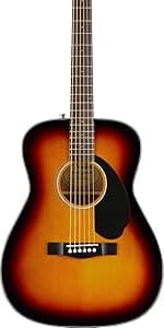 Fender Acoustic Guitar, with 2-Year Warranty, CD-60 Dreadnought V3 Classic Design with Rounded Walnut Fingerboard and Alloy Steel Strings, Glossed Black Finish, Spruce Top, Includes Hard-Shell Case