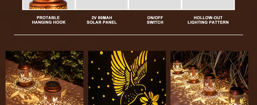 Hummingbird Birthday Gifts for Women Mom Grandma Solar Lanterns Outdoor Waterproof Garden Decor Metal Hanging LED Decorative Light for Patio Yard Lawn Backyard Front Porch Gardening Gifts