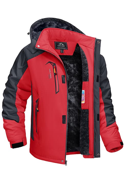 TACVASEN Men's Winter Ski Jacket Waterproof Snow Coats Snowboard Fleece Lining Jacket Warm Parka with Hooded