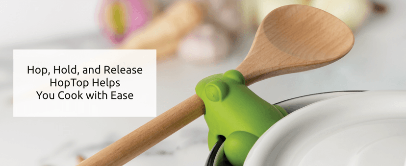 OTOTO New HopTop Frog Spoon Holder for Stove Top - Spoon Rest for Stove Top and Steam Releaser, Cute Kitchen Accessories, Cooking, Cool Gadgets, Fun Kitchen Gifts, White Elephant Gifts