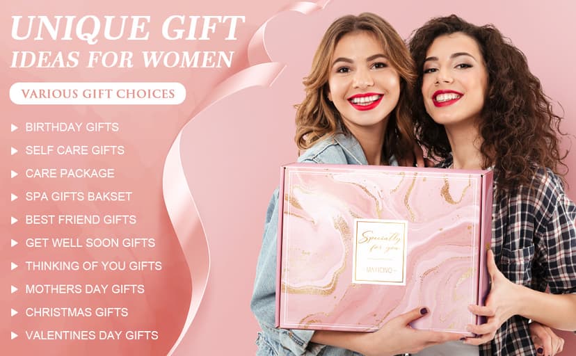 Birthday Gifts for Women Self Care Gifts Get Well Soon Gifts, Rose Relaxing Spa Gifts Basket Care Package w/ Luxury Flannel Blanket, Unique Mothers Day Gifts for Mom Her Friend Sister Wife Grandma