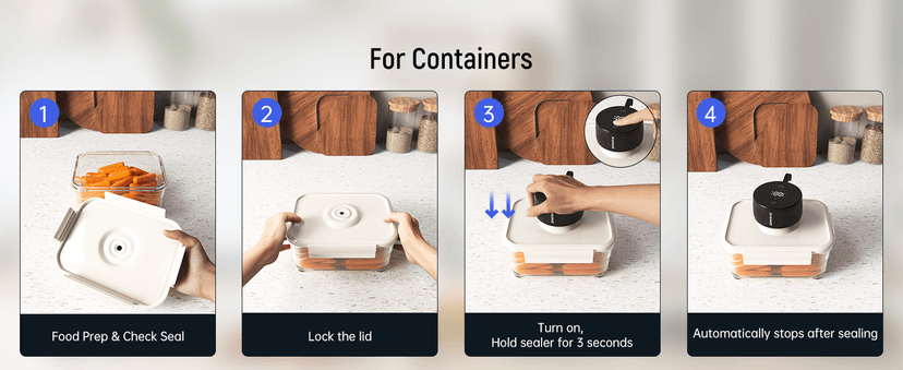 Upgraded 3-in-1 Electric Mason Jar Vacuum Sealer Kit for Jars, Bags, Food Savers & Containers | Auto-Stop Jar Sealer with 4-Hours Battery Life & One-Handed Operation for Dry Foods, Jams & Leftovers