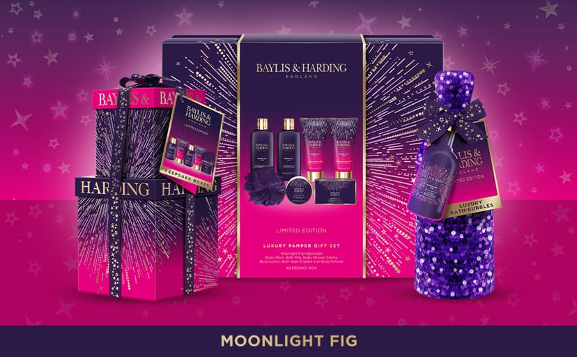 Baylis & Harding Gift Set for Women - Luxury Bath & Skincare - Moonlight Fig - 6-Pack