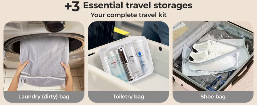 BAGSMART Vacuum Storage Bags for Travel with Rechargeable Air Pump, 18 Pack Portable Space Saver Bags for Travel & Home, Vacuum Compression Seal Bag for Clothing, Blanket, Duvets