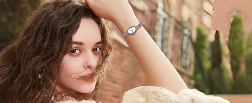 CARLIEN Fashion Vintage Gold Oval Quartz Watches for Women - Alloy Steel Band Slim Bracelet - Roman Numerals Numbers - Dainty Elegant Dress Wristwatch Waterproof