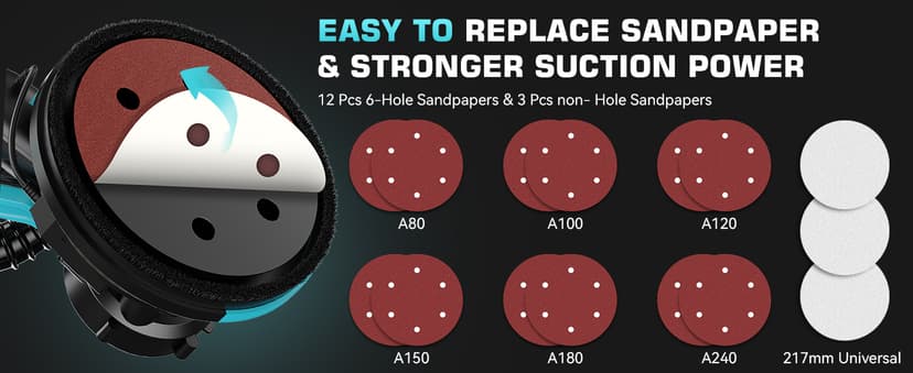 Drywall Sander with Vacuum Dust Collector, 1000W Popcorn Ceiling Removal Tool, Electric Drywall Sander with Digital Display Screen 9 Variable Speed 800-2100RPM, Foldable & Extendable Handle