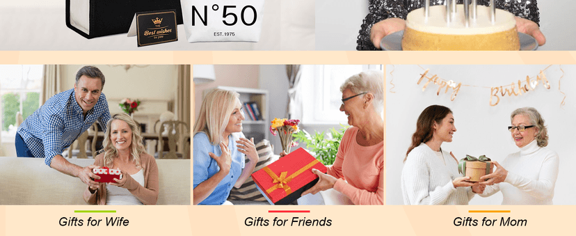 Lamyba 50th Birthday Gifts for Her, 50s Birthday Decorations for Women/Wife/Mom/Friends/Sister, no 50 Tote Bag & Cosmetic Bag & Back in 1975 Poster