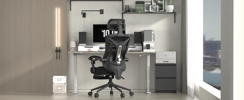 Ergonomic Office Chair with Footrest - Adjustable Lumbar Support & Headrest, 90-160° Reclining Mesh Back Computer Chair - Home Office/Gaming, 350lbs Capacity