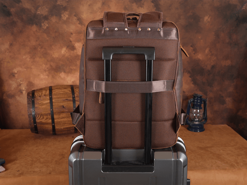 Masa Kawa Leather Backpack for Men with 16" Laptop & Camera Lens Sleeve, Multi Pockets Weekend Trip Business Travel Overnight Camping Bag, Vintage Brown