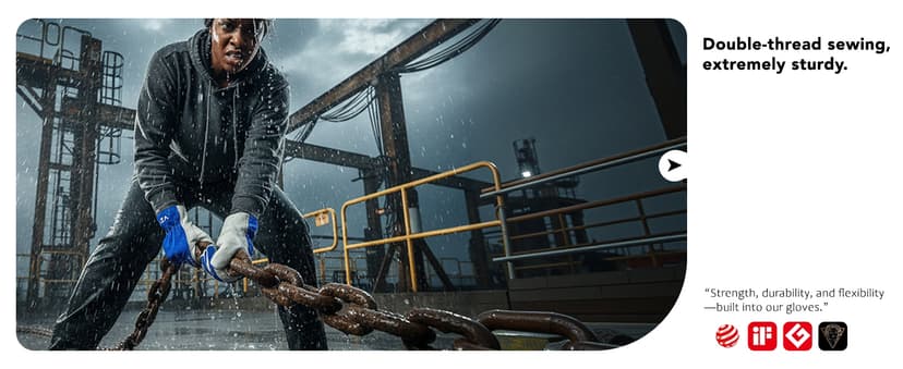 VZT 12 Pairs Bulk Winter Leather Work Gloves for Men or Women for Construction, Wood cutting, Driving, Water Resistant, Keep warm, Soft, Cowhide, Class 4 Abrasion Resistant, Blue-White, XL