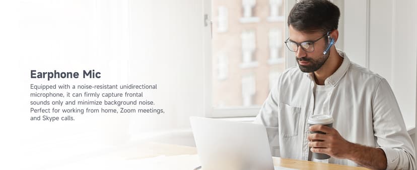 Bluetooth Headset V5.3,100 Hrs Talk Time Single-Ear Earphone, CVC8.0 Noise Cancelling Wireless Earbud, Business Earbud with 500 mAh Charging Case, Hands-Free Earpiece for Trucker/Home/Office Work