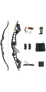 Black Hunter Takedown Recurve Bow, 60" Right Handed & Left Handed Archery Recurve Bows with Ergonomic Design for Adults Beginners to Advanced Outdoor Practice & Hunting (25-60 lbs)