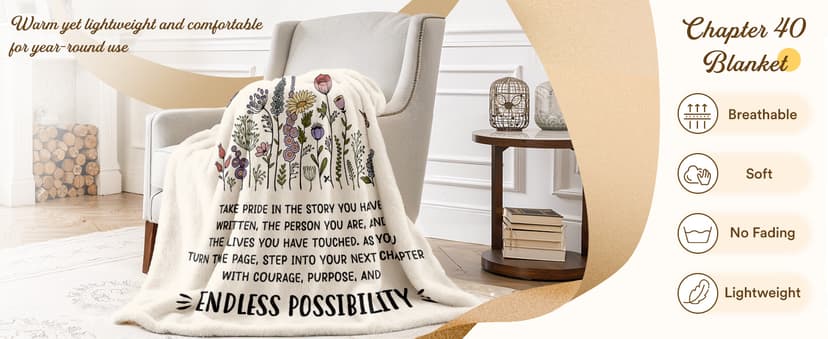 40 Year Old Birthday Gifts for Women, Friend, Sister, Mom, 1986 Bday Gift, Turning 40 Throw Blankets 50'' x 60'' Afterprints 40th Birthday Gifts Women, Chapter 40 Blanket Gift for Her B0F9W9BDSL