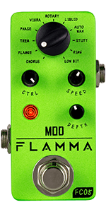 FLAMMA FC05 Mini Modulation Pedal with Chorus Flanger Tremolo Phaser Vibrato Rotary Liquid Autowah Stutter Ring LowBit