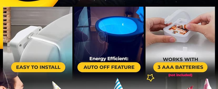 Toilet Bowl Night Light - Unique Cool Gadget with Motion Sensors & Multi Color LED - Funny Gag Gifts for Men, Dad, Husband, Boyfriend - Fun Birthday Present for Him