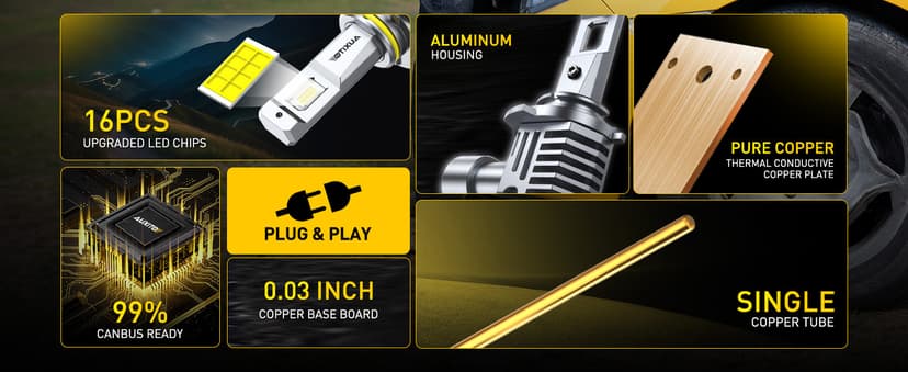 AUXITO HB4 LED Bulb 9006 Bulbs, 900% Brighter Ultra-Bright, Plug N Play, Long Lifespan, No Flicker, 99% Compatibility, 2PCS