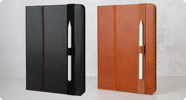 Casemade Real Leather Case Compatible with iPad Pro 13” M5 (2025)/M4 (2024) - Full-Grain Leather Cover, Auto Sleep/Wake, Dual Stand Position (Tan)