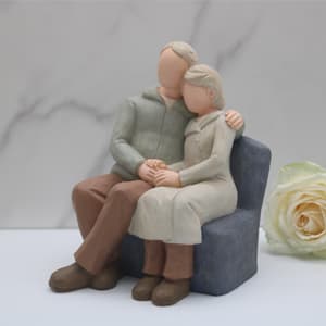 Couple Anniversary Sculpted Hand-Painted Figure Gifts Husband and Wife Wedding Figurine Gift, Happy 10th - 80th Anniversary Statue for Him and Her Together