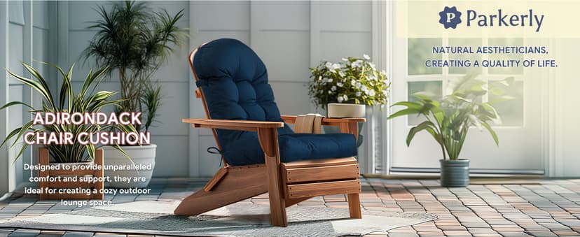 Adirondack Chair Cushion,Outdoor Waterproof Rocking Chair Cushion 44x19x4in Gray Non-Slip High Back Patio Chair Cushions, Comfortable Weather Resistance Seat Pad