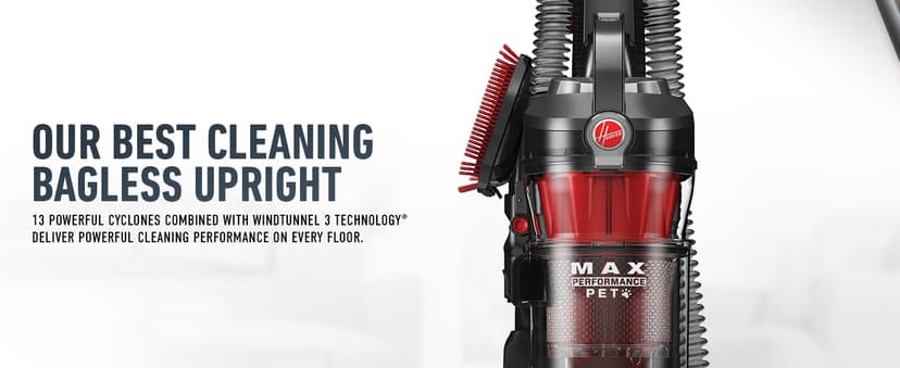 Hoover WindTunnel 3 Max Performance Pet Bagless Vacuum Cleaner, Corded Upright Vac, HEPA Media Filtration, Quick Pass Brushroll, Corded Vacuum Cleaners for Home Use