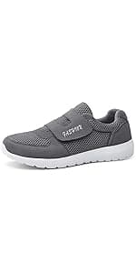 LEADER SHOW Women's Elderly Casual Comfort Walking Shoe Safety Flats Non-Slip Hook & Loop Sneakers