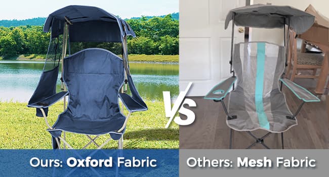 Docusvect Beach Chair with Canopy Shade, Folding Camping Chair with Canopy with Cup Holder, Side Pocket for Camp, Beach, Tailgates, Fishing - Support 330 LBS