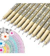 KERIFI Micro Fineliner Drawing Pens for Artists, 16 Black Fine Liner Markers, Waterproof Archival Ink Multiliner Pens, Technical Mandala Zentangle Book Accessories, Art Supplies Stuff Gifts for Adults