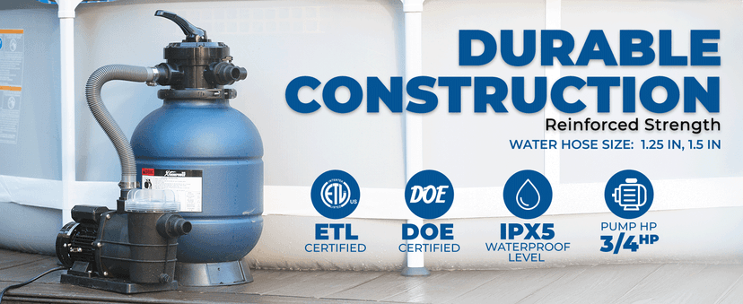 XtremepowerUS 13" Sand Filter 3/4HP Pool Pump 2,400 GPH for Above Ground Swimming Pool Set Multi-Port Valve Up To 10,000 Gallons, 1-1/4"NPT
