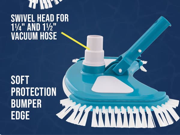 U.S. Pool Supply 12" Deluxe Weighted Butterfly Pool Vacuum Head with Side Brushes, Swivel Hose Connection, Pole Handle - Clean Debris Above Ground & In-Ground Swimming Pools, Spas – Vinyl Liner Safe