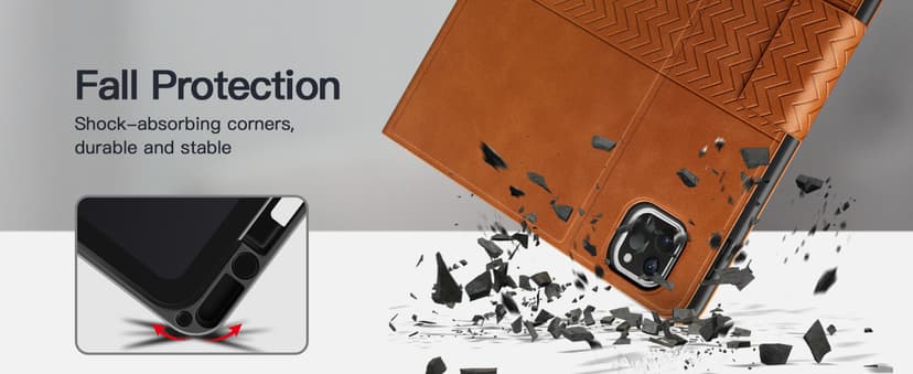 auaua Case for iPad Pro 12.9 6th/5th/4th/3rd Generation 2022/2021/2020/2018, Slim Durable Leather Stand Cover with Pencil Holder, Auto Sleep/Wake (Brown)