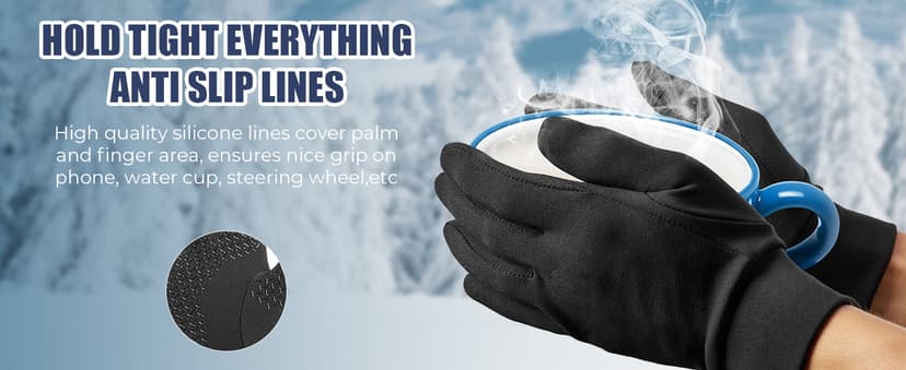 Aegend Lightweight Winter Gloves for Men Women, Warm Running Gloves Touchscreen Thermal Glove Liners for Cold Weather Driving, Cycling & Hiking, Non-Slip, Elastic Cuff, Stretchy, Durable