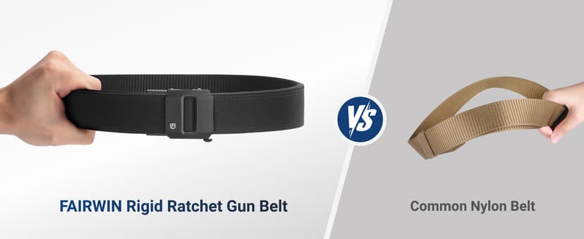 FAIRWIN Tactical Gun Belt, Ratchet CCW EDC Stiff Heavy Duty Work 1.5" Battle Concealed Carry Rigid Patented Nylon Men Belts