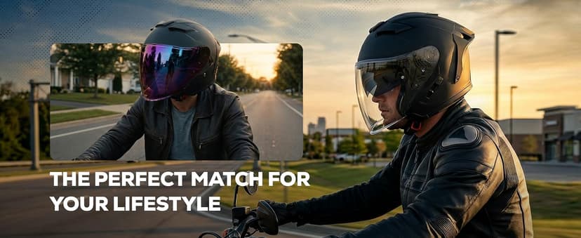 XFMT 3/4 Open Face Motorcycle Helmet Dual Visor Moped Street Bike Scooter Helmet with Internal Sunshield for Adults Men & Women, DOT Approved