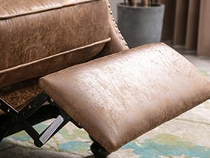 IOMOR Push Back Recliner Chair Faux Leather Lounge Armchair with Rivet Decoration Wingback Single Sofa Chair with Padded Seat Solid Wood Legs for Living Room, Chocolate