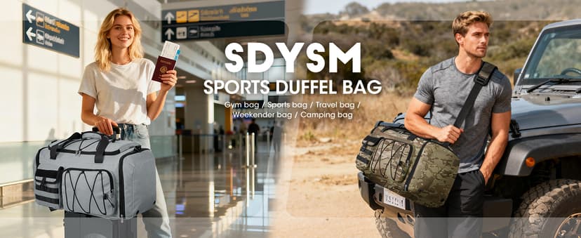 SDYSM Gym Bag for Men 45L Sports Duffel Bags 3-in-1 Travel Duffel Bag with Shoe Compartment, Gym Workout Backpack Carry On Weekender Bag Overnight Bag for Travel, Black