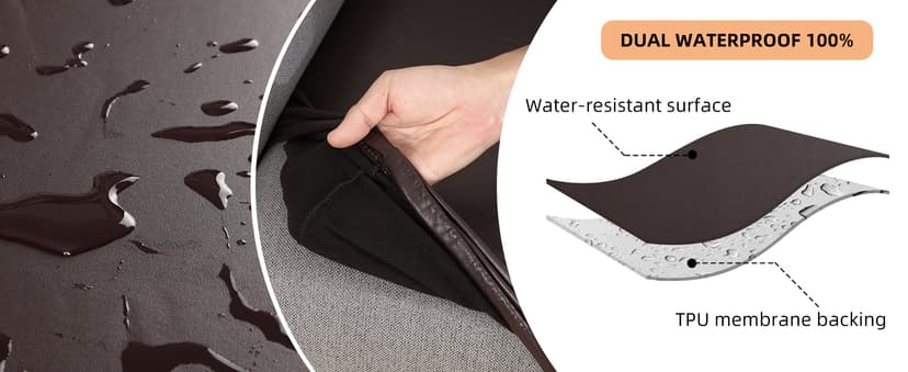 YISUN PU Leather Couch Cushion Cover, Waterproof Stretch Sofa Cushion Slipcovers, Faux Leather RV Chair Seat Covers, Loveseat Cushion Cover Replacement Chair/Furniture Protector, 2Pcs(Black)