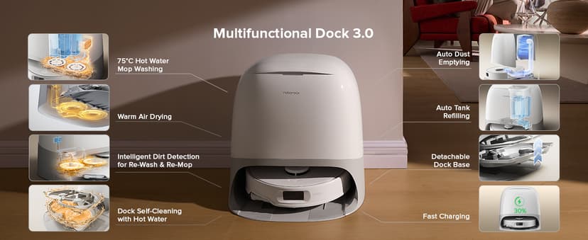 roborock Qrevo Curv S5X Robot Vacuum and Mop, 18500Pa Suction, Zero-Tangling Design, FlexiArm Side Brush, Reactive Tech Obstacle Avoidance, 10 Weeks Self-Emptying, Auto Washing for Hard Floor, Corner