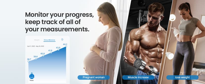 RENPHO Body Measuring Tape, Smart Tape Measure for Weight Loss, Bluetooth Fitness Equipment with App, Measuring Waist, Hip, Bust, Arms, Muscle Gain, Retractable, 60in /150cm, White