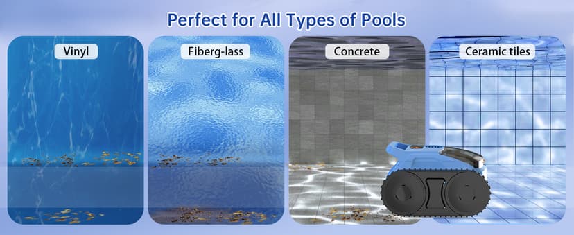 (2025 Upgrade) Pool Vacuum for Inground Pools, Robotic Pool Cleaner, Wall Climbing Pool Cleaner, Cleans Pool Floors, Drain & Walls & Waterline, Cleaning Up to 2100 Sq.ft, 180 Min