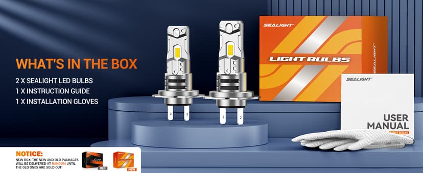 SEALIGHT h7 LED Bulb, 44,000LM 6500K Output Canbus Ready, 900% Brighter H7 Bulbs For Powersports IP68 80000Hrs Lifespan, 1:1 Size 3Mins Installation, 2 Pack