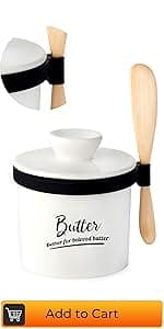 Butter Dish with Lid, Home Decor, Large Butter Dish for Countertop Ceramic Butter Keeper Container with Knife and High-Quality Silicone Sealing Butter Dish Good Kitchen Gift White