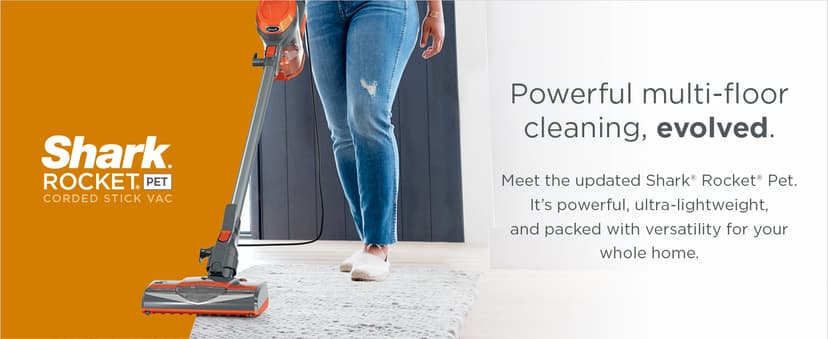 Shark Rocket Ultra-Light Corded Bagless Vacuum for Carpet and Hard Floor Cleaning with Swivel Steering (HV301), Gray/Orange