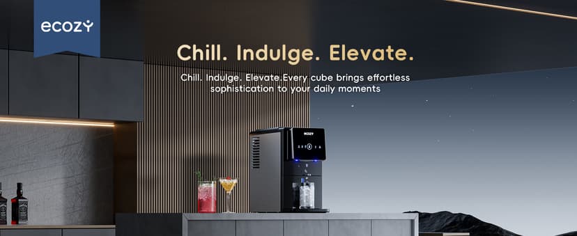 ecozy Nugget Ice Makers Dispenser 40 lbs Per Day Pebble Sonic Ice Machine Countertop, Touch-Free Ice, Self-Cleaning, Mistalo Drop Slim for Home Kitchen Office